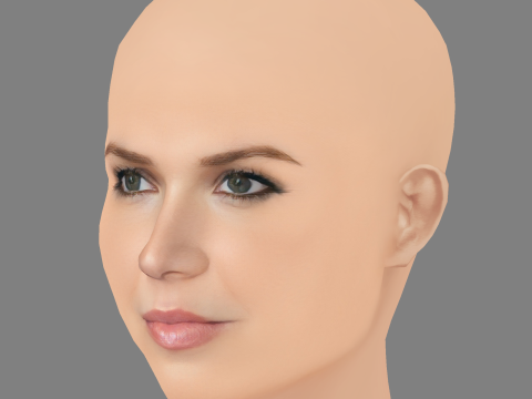 Mandy Moore Head - No Hair - Low poly head for game 3D Model