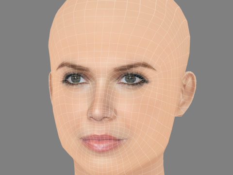 Mandy Moore Head - No Hair - Low poly head for game 3D Model