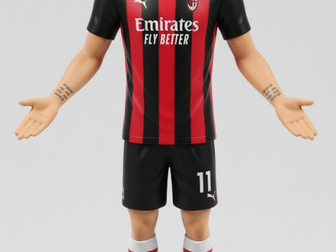 Bonecos 3d style manga anime soccer futebol zlatan ibrahimovic style caricato 3D Print Model