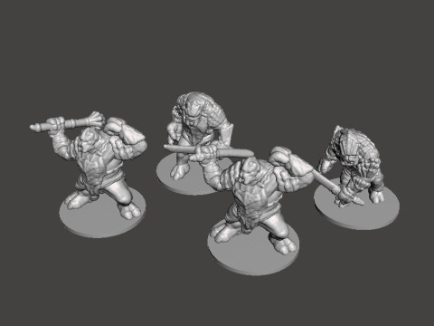 MODEL MINIATUR SET KEPALA TROLL LENGKAP SKALA 6 MM UNTUK GAME FANTASY EPIC Model Cetak 3D