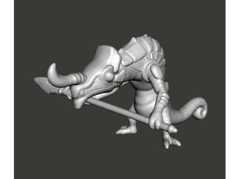 LIZALFOS CON LANCIA MODELLO IN MINIATURA PER GIOCHI FANTASY RPG DND Modello di stampa 3D