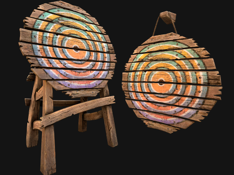 Middeleeuws houten schietbaanmeubilair 3D Model