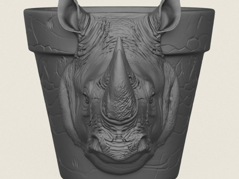 Rhino Head Planter 3D Print Model