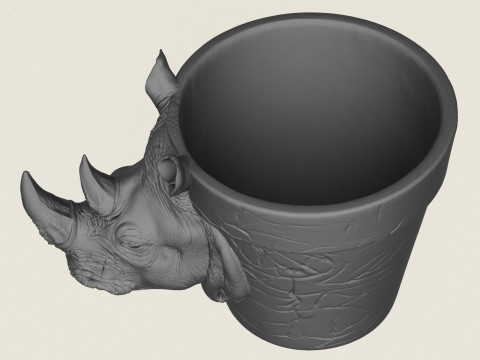Rhino Head Planter 3D Print Model