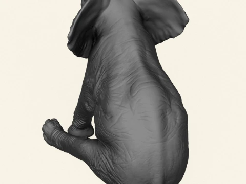 Elephant Sitting Sculpture 3D Print Model