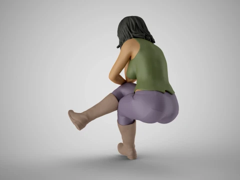 Sitting Woman Thinking 5 3D Print Model