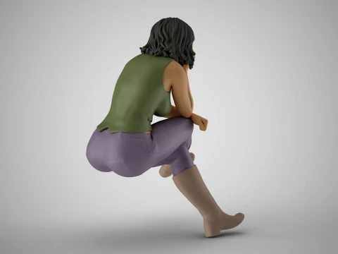 Sitting Woman Thinking 5 3D Print Model