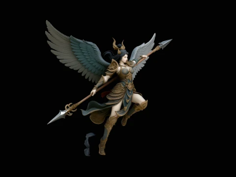 Valkyrie with Spear Statue Design 2 - 3D Print Model 3D Print Model