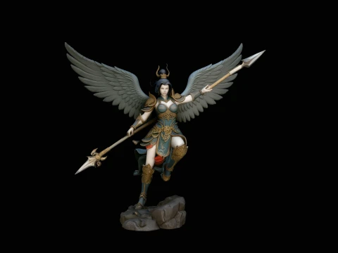 Valkyrie with Spear Statue Design 3 - 3D Print Model 3D Print Model