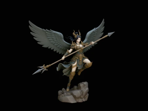 Valkyrie with Spear Statue Design 4 - 3D Print Model 3D Print Model
