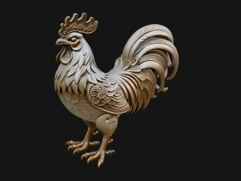Ornate Rooster Statue Design 3 - 3D Print Model Modelo de impresión 3D