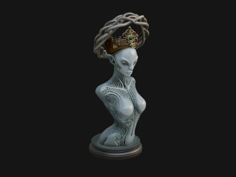 Alien Queen Bust Statue Design 5 - 3D Print Model 3D Print Model