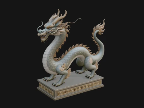 Chinese Dragon Statue Design 3 - 3D Print Model Modelo de Impressão 3D