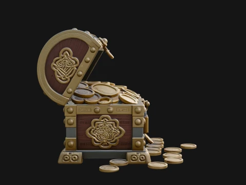 Treasure Chest Model Design 1 - 3D Print Model 3D Print Model
