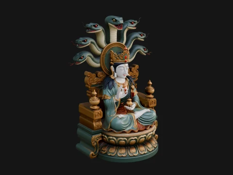 Naga Canopy Deity Statue Design 1 - 3D Print Model Modello di stampa 3D