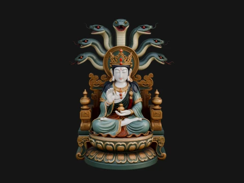 Naga Canopy Deity Statue Design 1 - 3D Print Model 3D Print Model