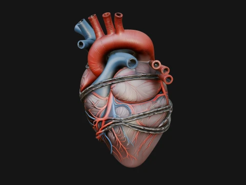 Anatomical Human Heart Model Design 4 - 3D Print Model 3D Print Model