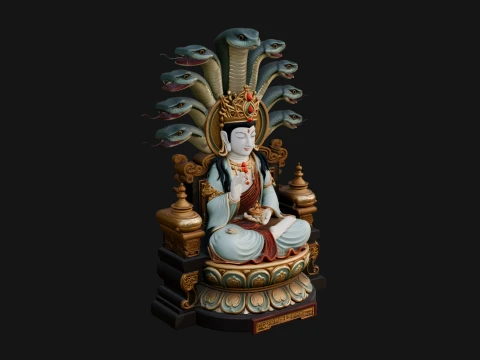 Naga Canopy Deity Statue Design 2 - 3D Print Model 3Dプリントモデル