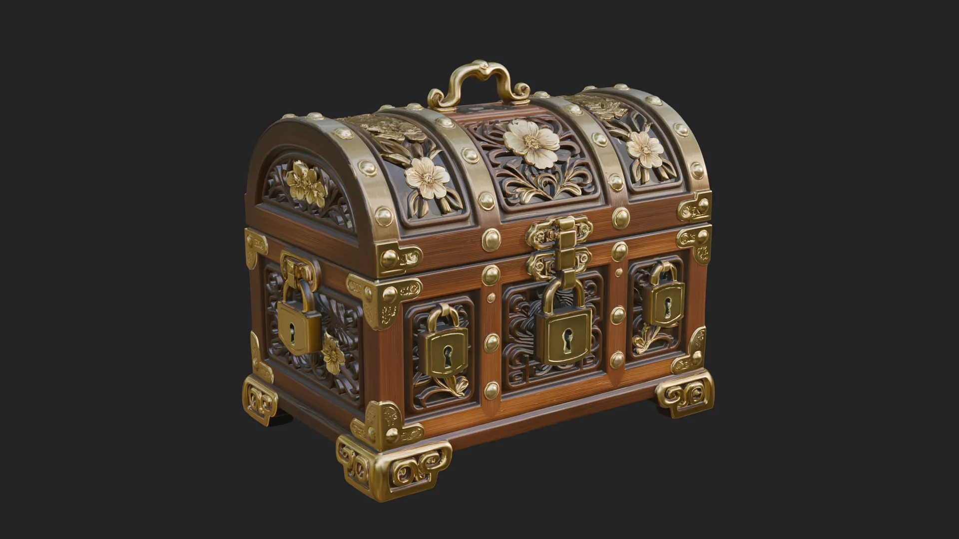 Treasure Chest Model Design 2 - 3D Print Model 3D Print Model .c4d .max .obj .3ds .fbx .stl .blend 