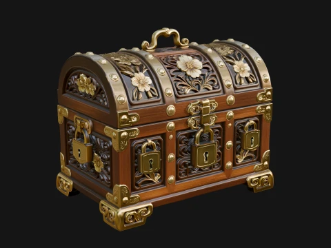 Treasure Chest Model Design 2 - 3D Print Model Modello di stampa 3D