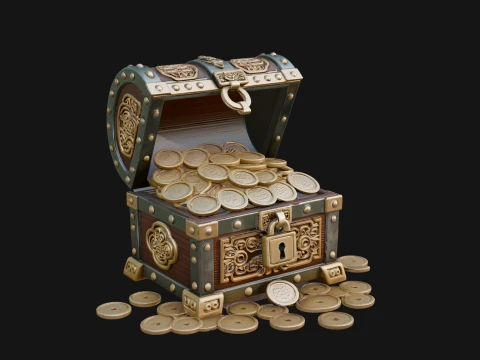 Treasure Chest Model Design 3 - 3D Print Model 3D Print Model