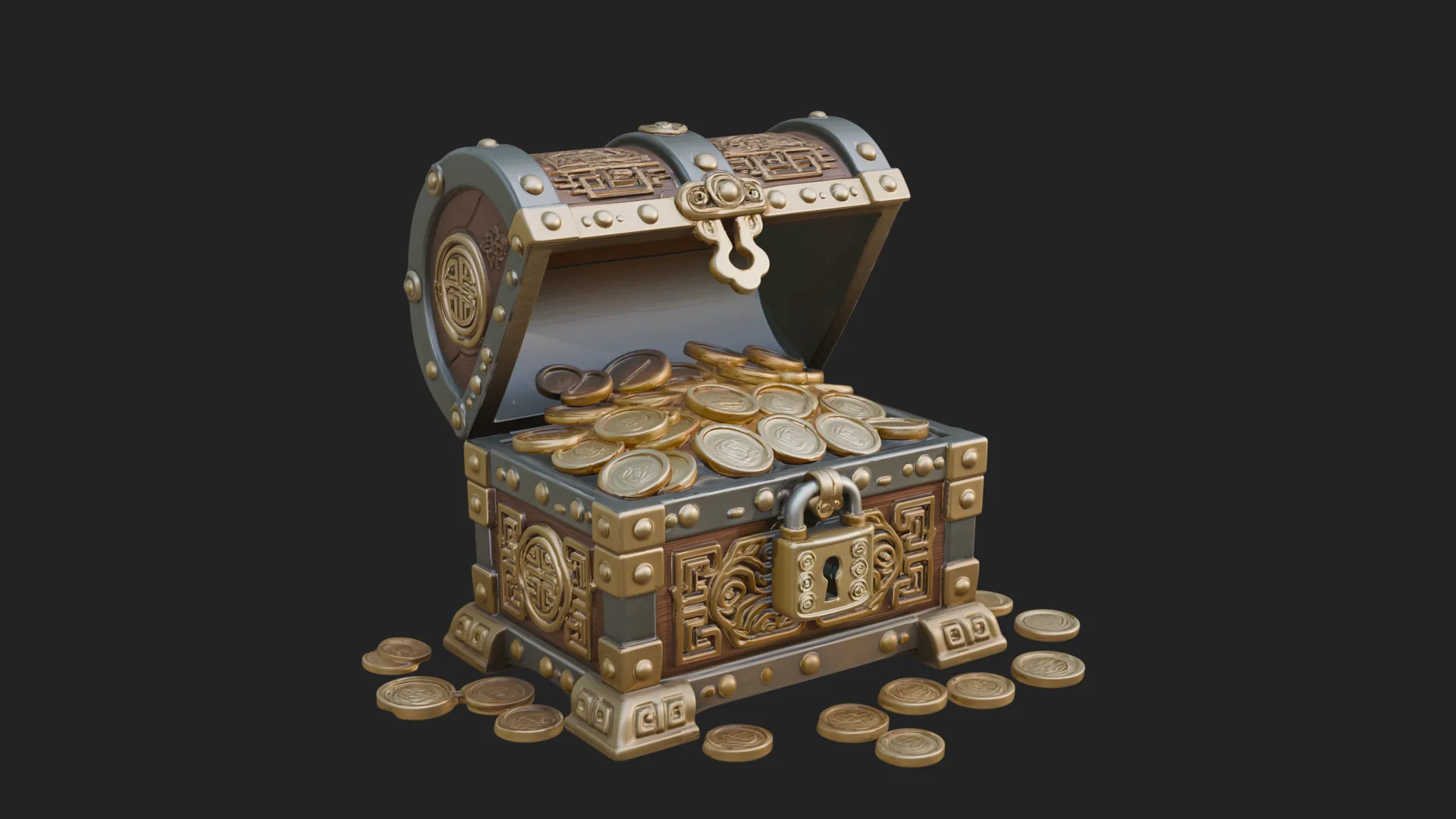 Treasure Chest Model Design 4 - 3D Print Model 3D Print Model .c4d .max .obj .3ds .fbx .stl .blend 