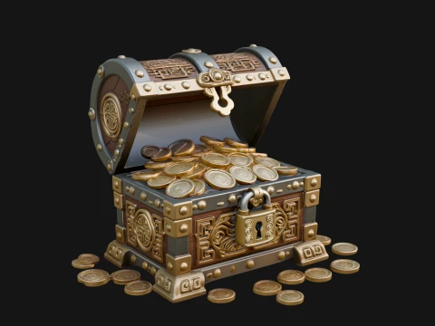 Treasure Chest Model Design 4 - 3D Print Model 3D Druckmodell