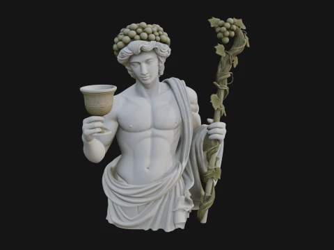 Dionysus with Wine Cup Statue Design 1 - 3D Print Model 3D Druckmodell