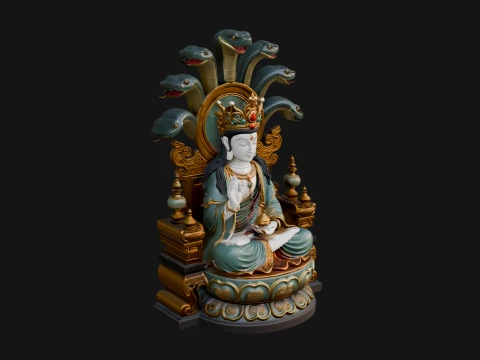 Naga Canopy Deity Statue Design 3 - 3D Print Model 3Dプリントモデル