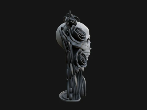 Rose Skull Relief Plaque Design 3 - 3D Print Model 3D Print Model
