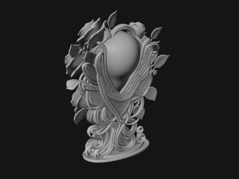 Rose Skull Relief Plaque Design 3 - 3D Print Model 3D Print Model