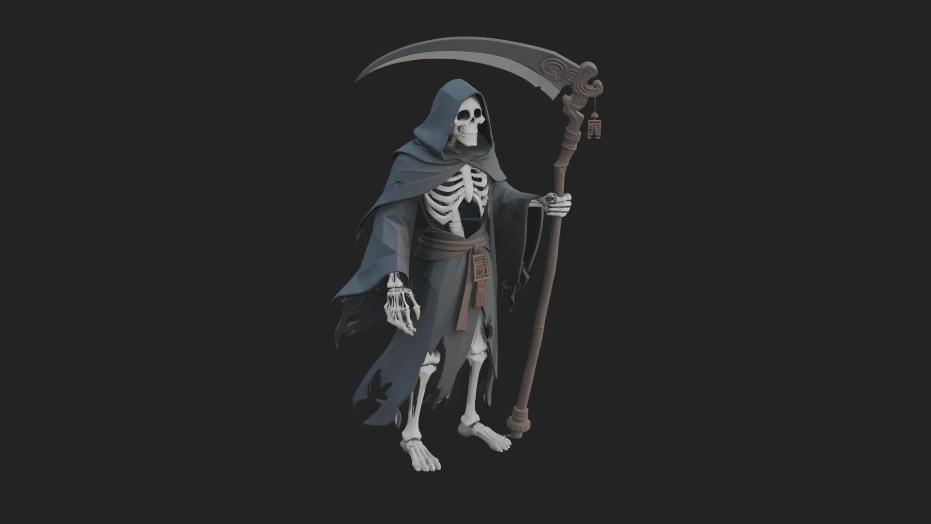 Hooded Skeleton Reaper Statue Design 3 - 3D Print Model 3D Print Model .c4d .max .obj .3ds .fbx .stl .blend