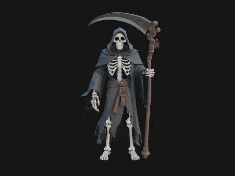 Hooded Skeleton Reaper Statue Design 3 - 3D Print Model 3D Print Model