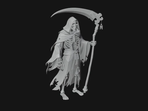Hooded Skeleton Reaper Statue Design 3 - 3D Print Model 3D Print Model