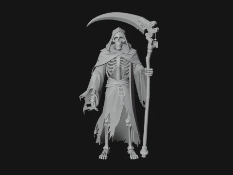 Hooded Skeleton Reaper Statue Design 3 - 3D Print Model 3D Print Model