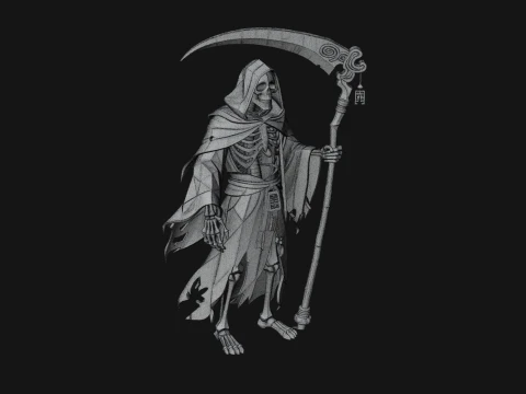Hooded Skeleton Reaper Statue Design 3 - 3D Print Model 3D Print Model