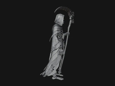 Hooded Skeleton Reaper Statue Design 3 - 3D Print Model 3D Print Model