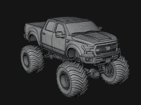 Monster Truck Model Design 6 - 3D Print Model 3D Print Model