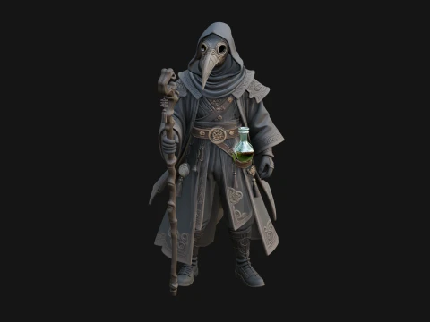 Plague Doctor Statue Design 1 - 3D Print Model Modelo de impresión 3D