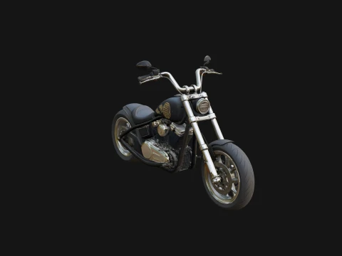 Chopper Motorcycle Model Design 2 - 3D Print Model Model Cetak 3D
