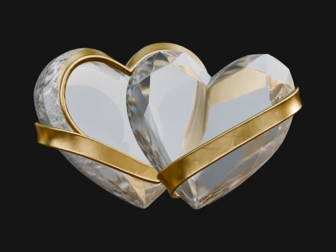 Crystal Heart Gold Band Ornament Design 4 - 3D Print Model 3D printmodel