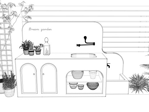 Bathroom Cabinet With Sink -B3 3D Model