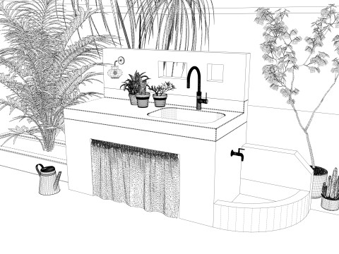 Bathroom Cabinet With Sink -B3 3D Model