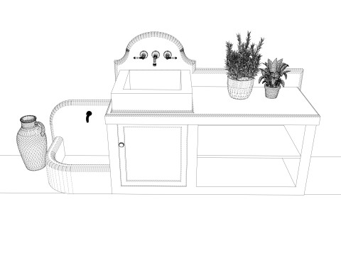 Bathroom Cabinet With Sink -B5 3D Model