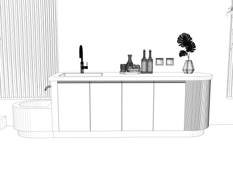 Bathroom Cabinet With Sink -B6 3D Model