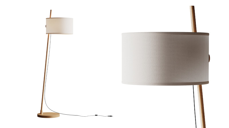 MILAN Linood E27 Wood Floor Lamp 3D Model .c4d .max .obj .3ds .fbx .stl .blend