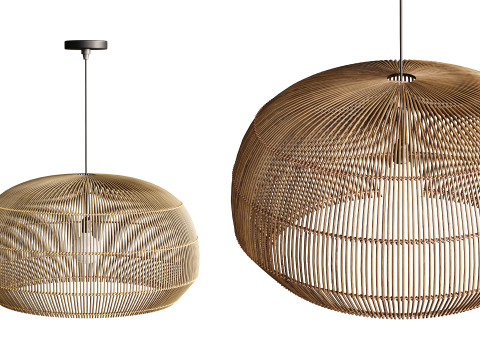 Nordic Chandelier Bamboo Hanging Lamps 3D Model
