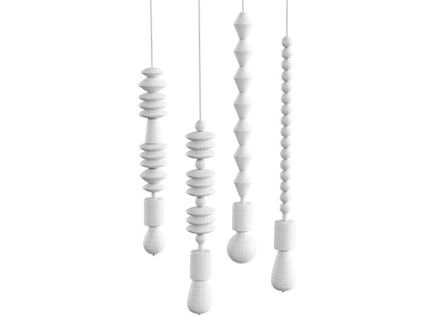 Nordic Wooden Geometric Beads Pendant Lamp 3D Model