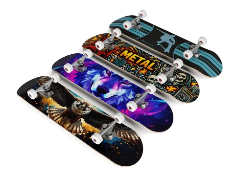Skateboard Collection Bundle with 4 Unique Graphic Designs 3D Model