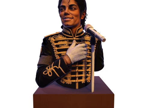 Realistische MJ PBR Pop King Performing Büste 3D Druckmodell